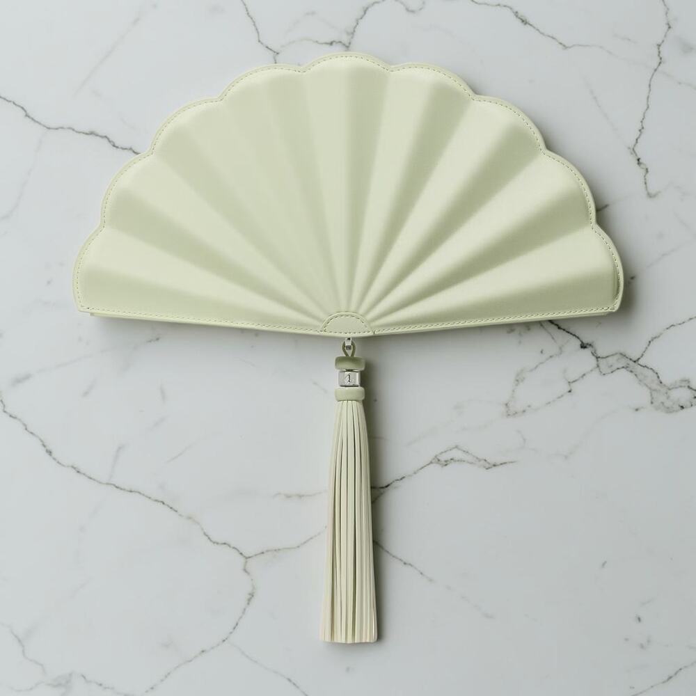 NWT Kate Spade Lotus Fan Clutch Bag Lime Frosting Green Novelty Handbag KO531